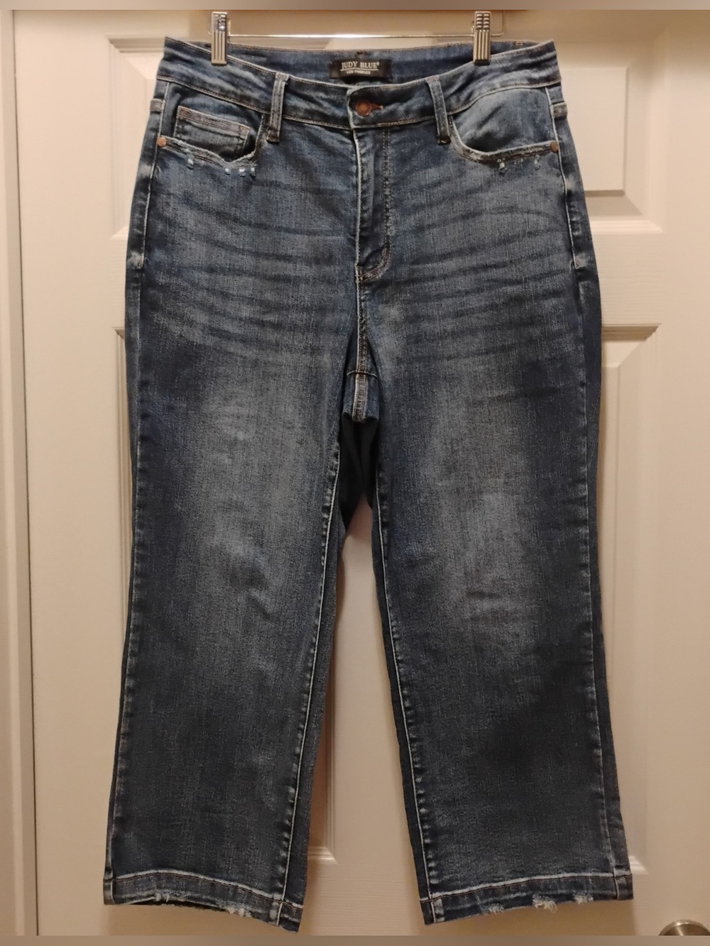 Judy Blue Cropped Wide Leg Jeans Raw Hem 14W